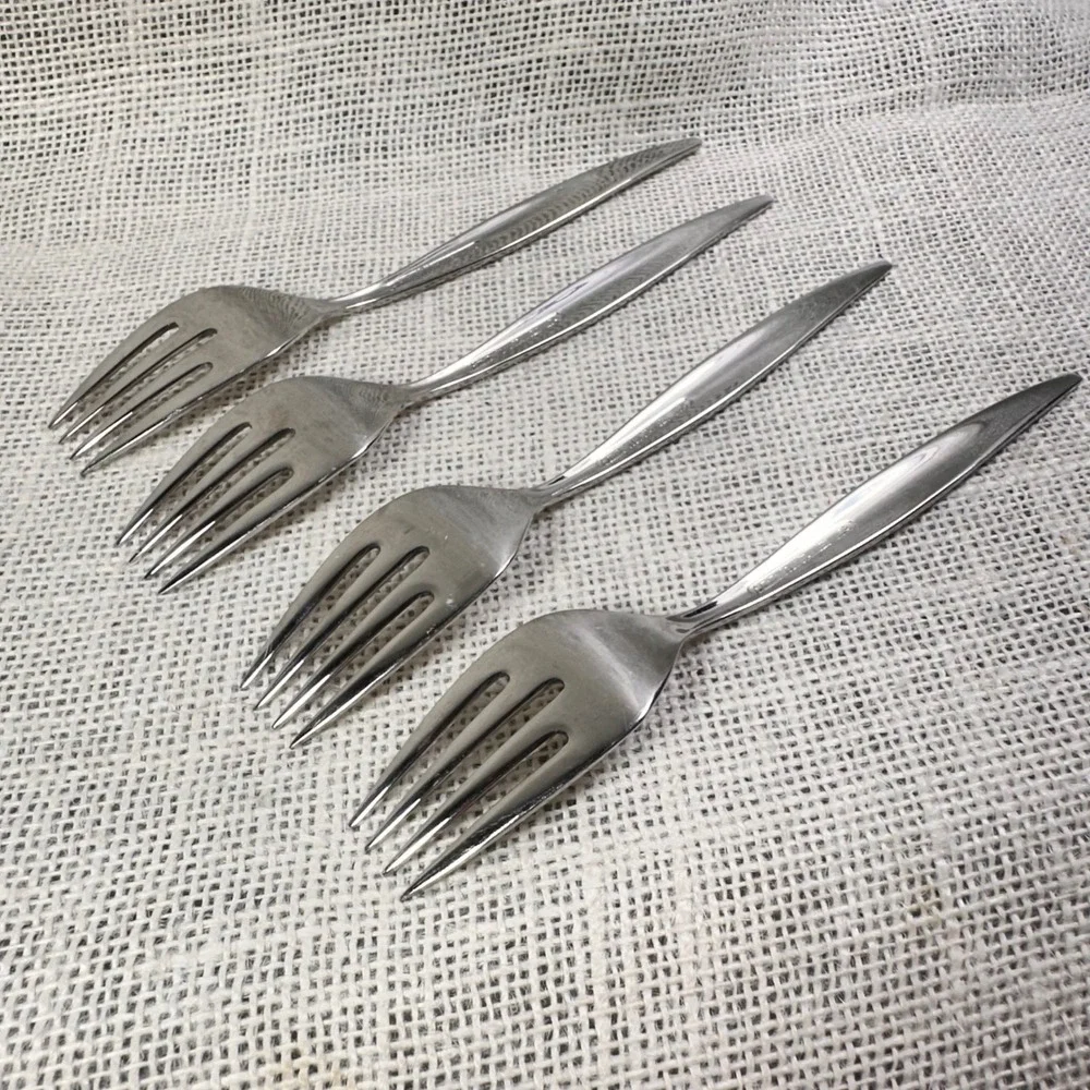 EbbTide Stainless USA‎ Salad Forks Set of 4 Mid Century Modern Flatware replace